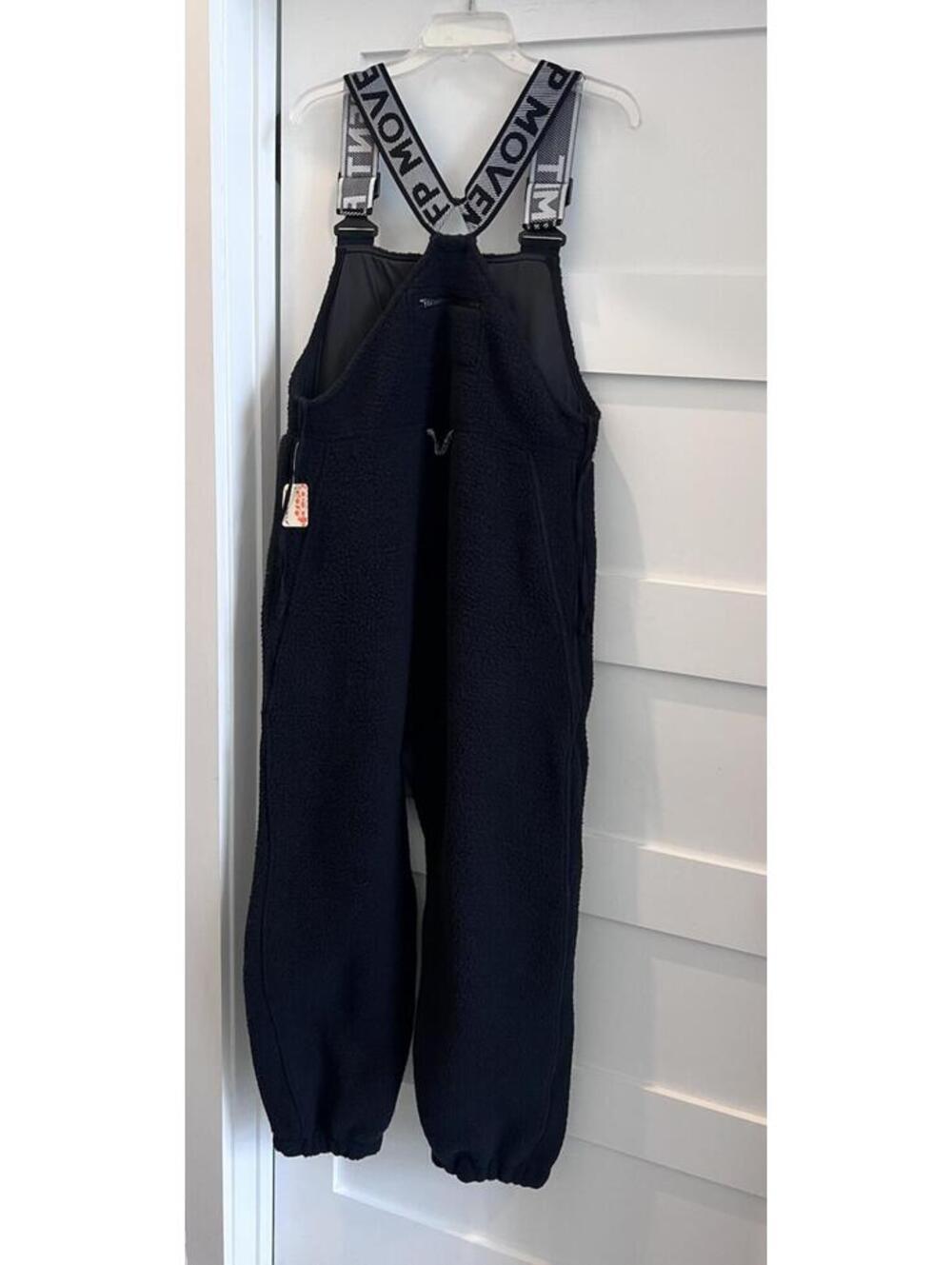 Free People Movement Women’s Black Fleece Snow Bib Pants Size Large - Picture 3 of 16